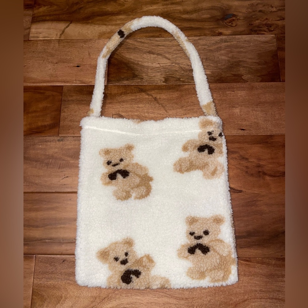Plush teddy bear bag with Velcro closure